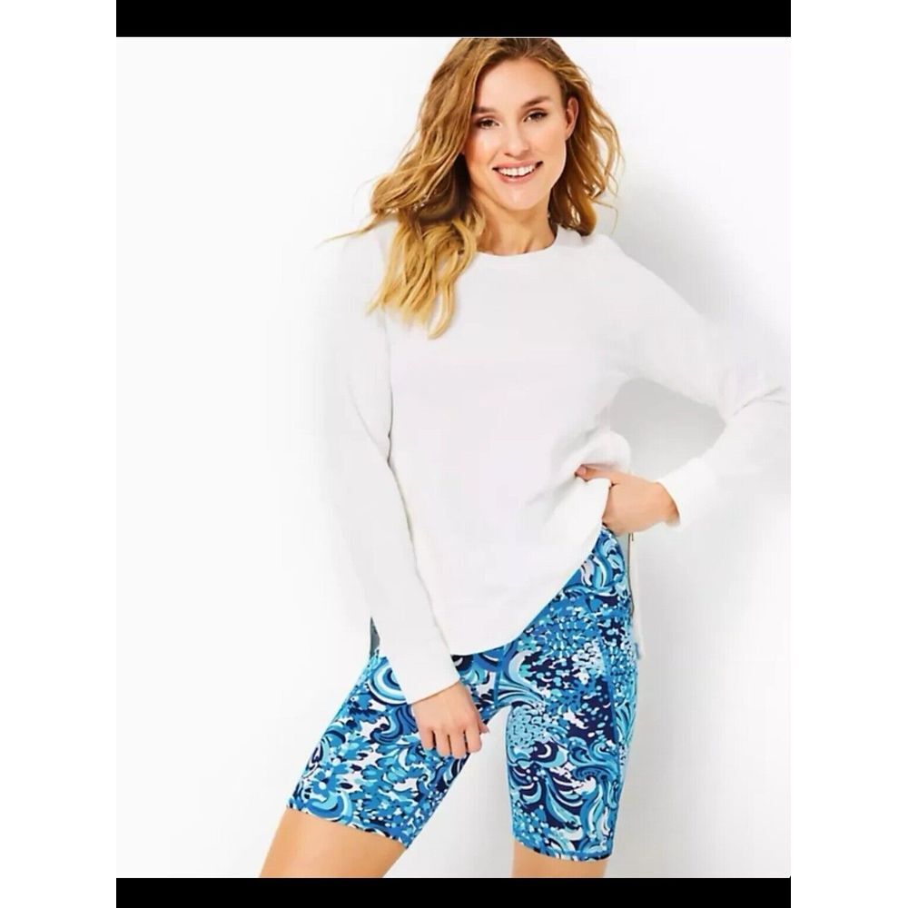 Lilly Pulitzer South Beach High Rise Bike Short Resort White Mermazing Size S